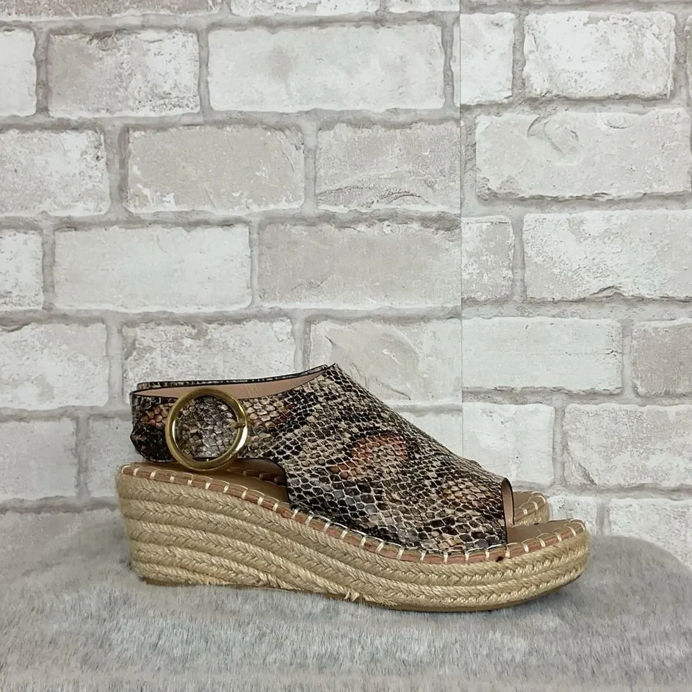Catherine Malandrino Cirkly Espadrille Snakeskin Print Wedge Sandals Size 8